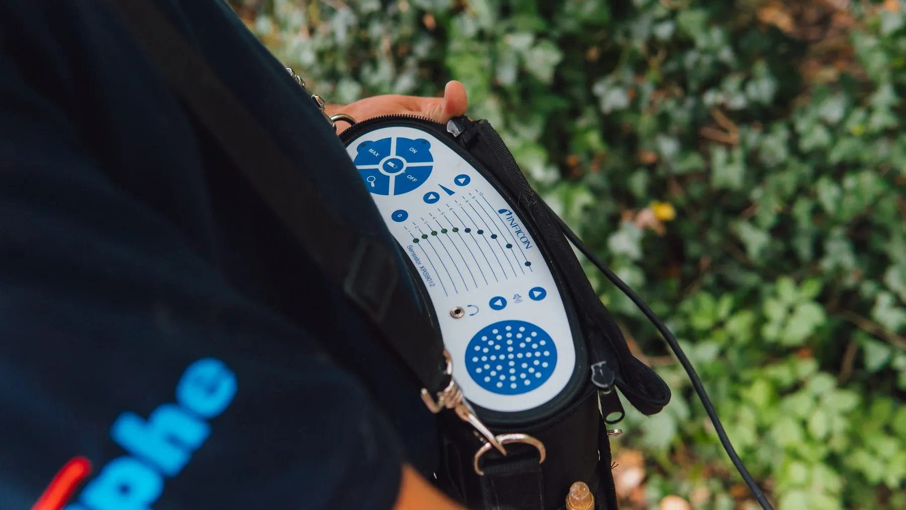 INFICON hydrogen tracer-gas detector carried by an ADI engineer during an outdoor survey